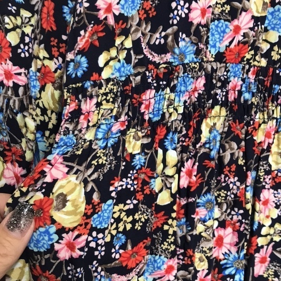 𝅺ZARA Basic floral printed long sleeve dress sz Small - Picture 4 of 11